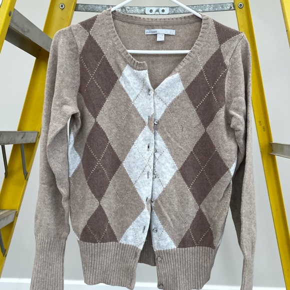 Urban Outfitters Sweaters - Argyle Y2K button up tan sweater